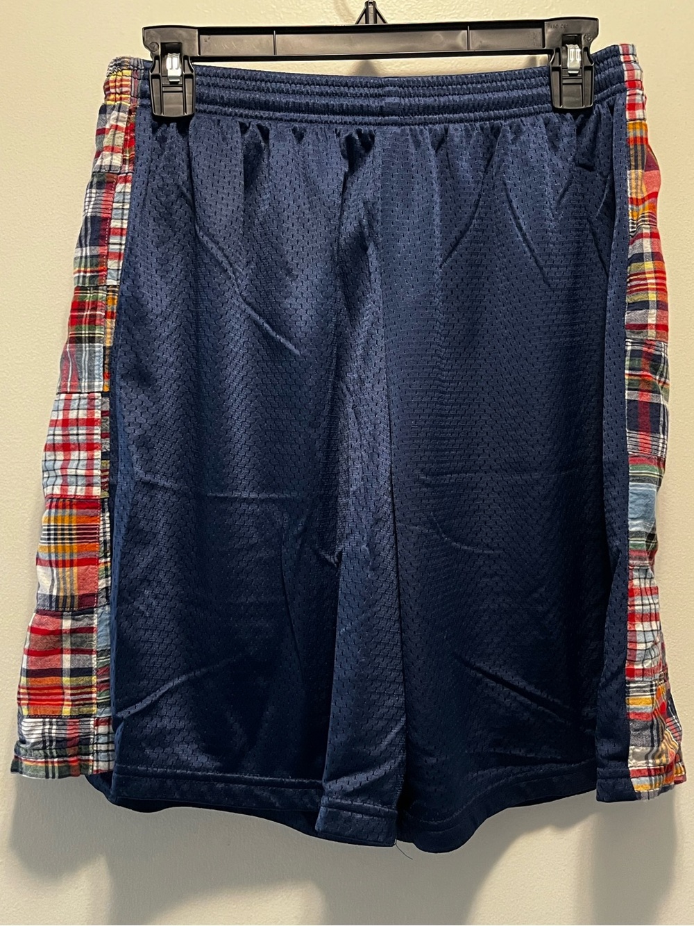 Navy Mesh Athletic Boys XL Shorts Plaid Side Panels Fit2Win Basketball Lacrosse